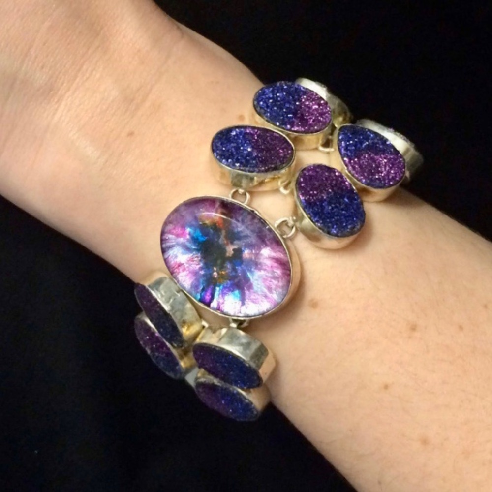 Dramatic Druzy Sterling Bracelet - image 5